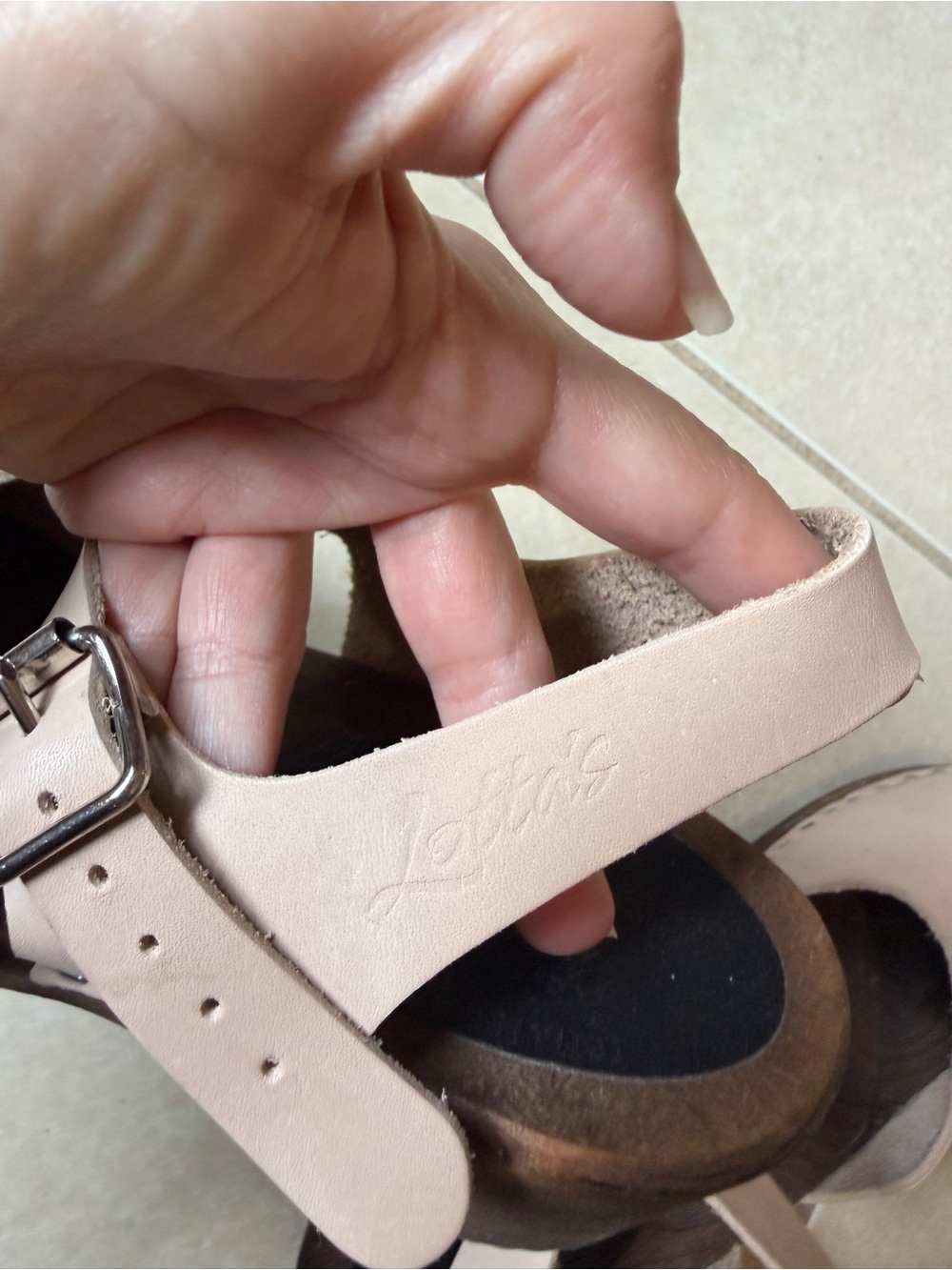 Lotta's Stockholm Swedish Comfort Womens 38 US 8 Wooden Clog Sandals Leather - Picture 8 of 11